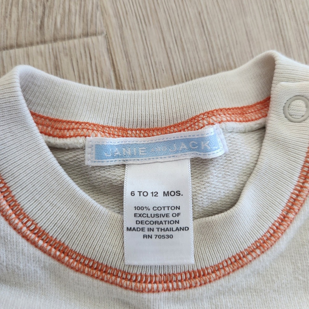Janie and Jack Baby Boy Dinosaur Romper Cream Orange 6-12 Months D.I.G. Graphic - Picture 2 of 9